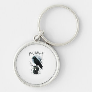 Gothic Crow F Caw F Raven Skull Halloween Graphic Key Ring