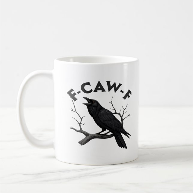 Gothic Crow Funny F-Caw-F Humour Essential Creativ Coffee Mug (Left)