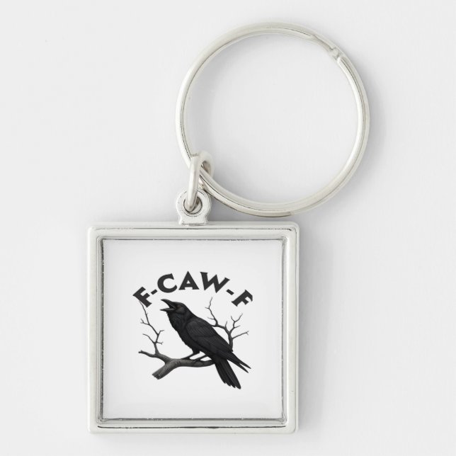 Gothic Crow Funny F-Caw-F Humour Essential Creativ Key Ring (Front)