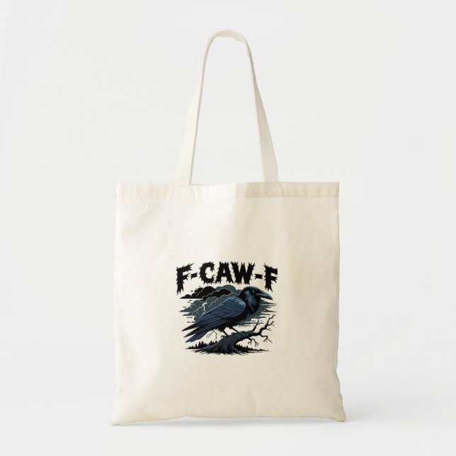 Gothic Crow Funny Humour F-Caw-F Essential Minimal Tote Bag (Front)