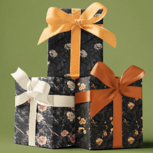 Gothic Crow Raven Floral   Wrapping Paper Sheet
