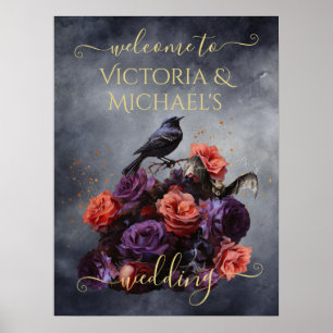 Gothic crow vampire bat dark moody wedding bouquet poster