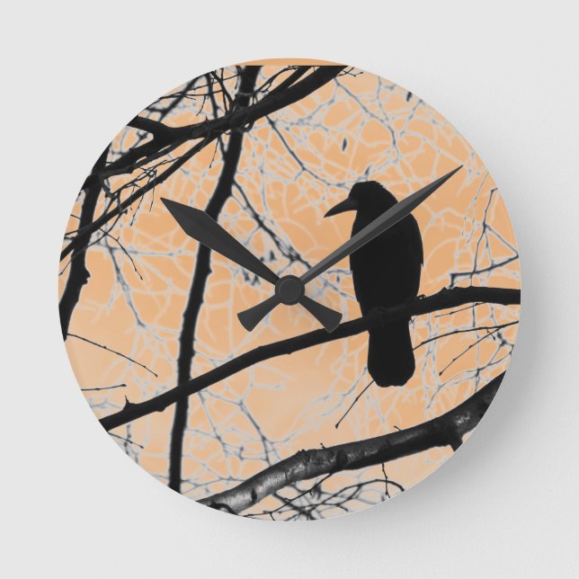 Gothic Crow Wall Clock (Front)