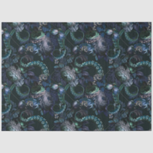 Gothic Cthulhu Turquoise Tentacle With Flowers Tissue Paper