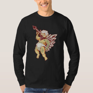 Gothic Cupid With Gun Tattoo Tattooed Cupid Valent T-Shirt