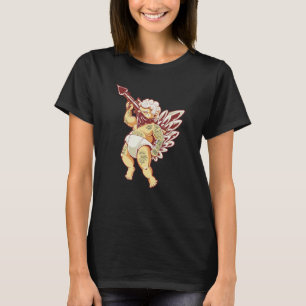 Gothic Cupid With Gun Tattoo Tattooed Cupid Valent T-Shirt