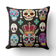 Gothic Cushion - Skulls and Bones