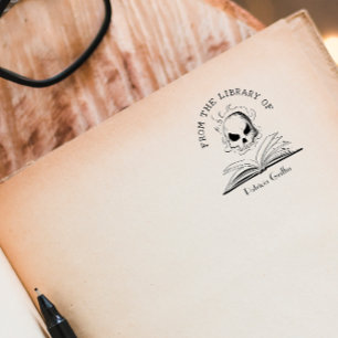 Gothic Custom Book From The Library Of Skull Self-inking Stamp