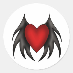 Gothic cute red winged heart stickers