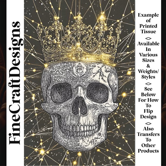 Gothic Cyberpunk Skull & Gold Crown U2 Decoupage Tissue Paper (Creator Uploaded)