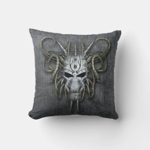 Gothic Cyborg Skull Custom Cushion