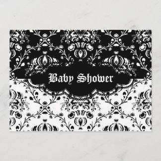 Gothic Damask Black & White Invitation