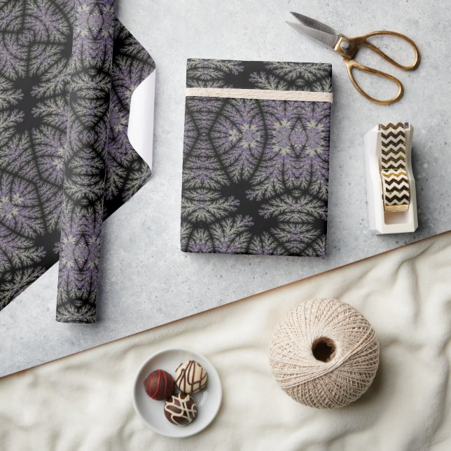 Gothic Damask Lavender Sage Fern Pattern Craft Wrapping Paper (Crafts)