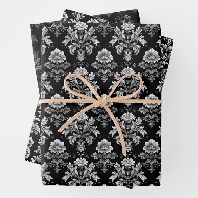 Gothic Damask Pattern Wrapping Paper Sheet (In situ)