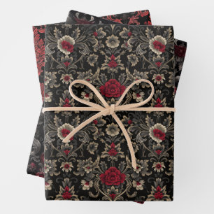Gothic Damask Pattern Wrapping Paper Sheet