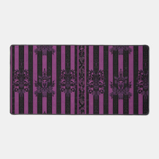 Gothic Damask Purple & Black Striped Desk Mat 