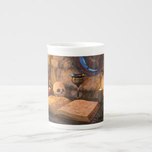 Gothic Dark Academia Candlelit Study Art Bone China Mug