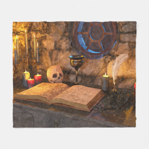 Gothic Dark Academia Candlelit Study Art Fleece Blanket