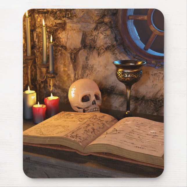 Gothic Dark Academia Candlelit Study Art Mouse Mat (Front)
