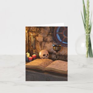 Gothic Dark Academia Candlelit Study Art Note Card