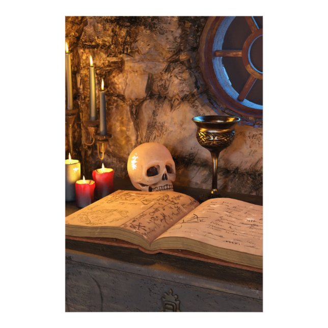 Gothic Dark Academia Candlelit Study Art Photo Print (Front)