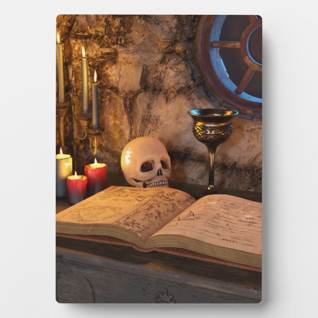 Gothic Dark Academia Candlelit Study Art Plaque (Front)