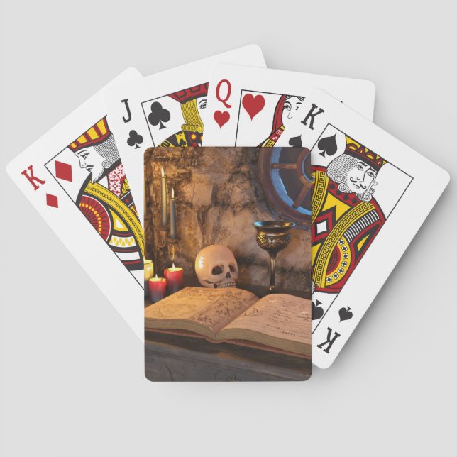 Gothic Dark Academia Candlelit Study Art Playing Cards (Back)