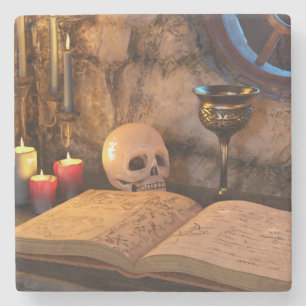 Gothic Dark Academia Candlelit Study Art Stone Coaster