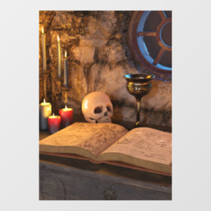 Gothic Dark Academia Candlelit Study Art Window Cling