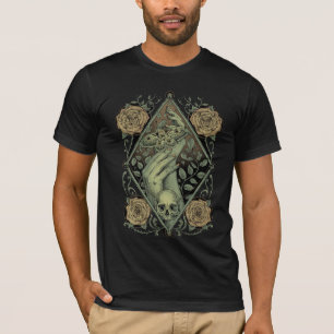 Gothic Dark And Green Hands Holding A Moth Graphic T-Shirt
