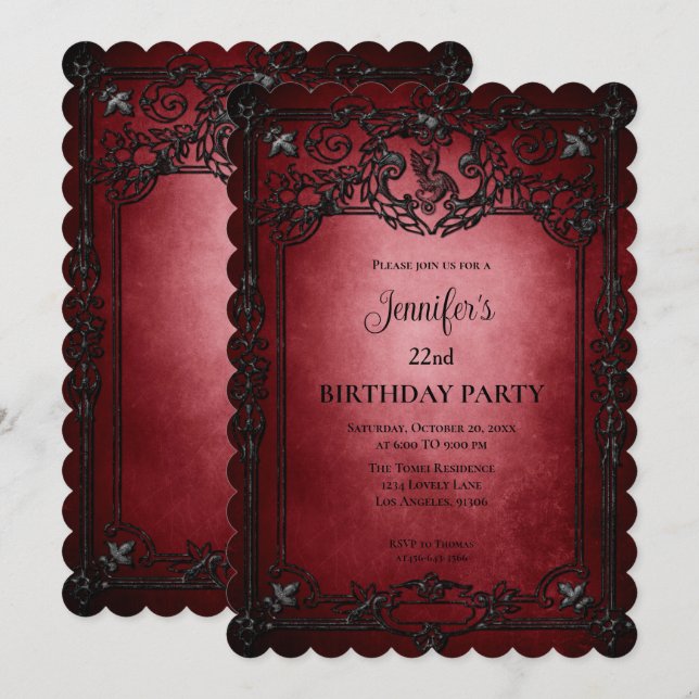 Gothic Dark birthday invitation (Front/Back)