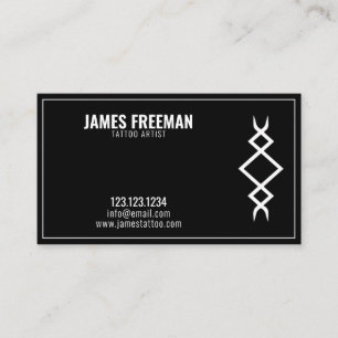 Gothic Dark Black and White Tribal Tattoo Artist Business Card