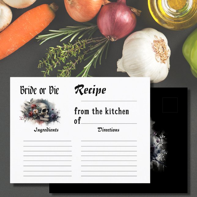 Gothic Dark Bride or Die Bridal Shower Recipe Postcard (Creator Uploaded)
