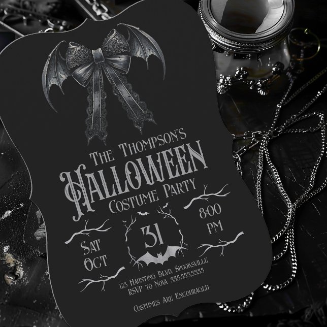 Gothic Dark Coquette Halloween Costume Party Cool Invitation (Creator Uploaded)