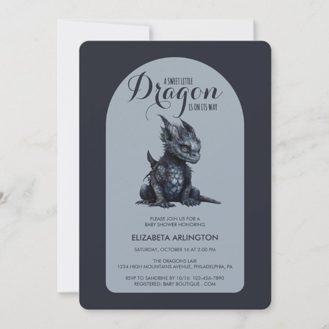 Gothic Dark Dragon Baby Shower Invitation (Front)