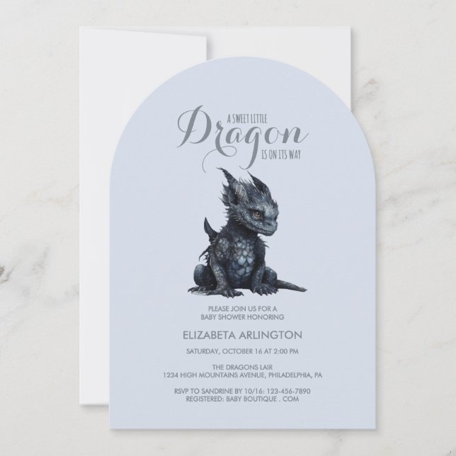 Gothic Dark Dragon Baby Shower Invitation (Front)