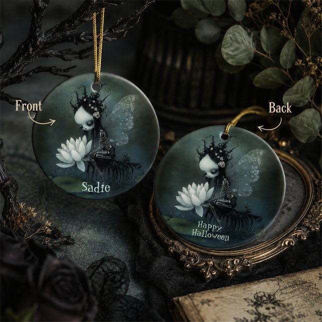 Gothic Dark Fantasy Fairy Skeleton Custom Name Ornament (Creator Uploaded)