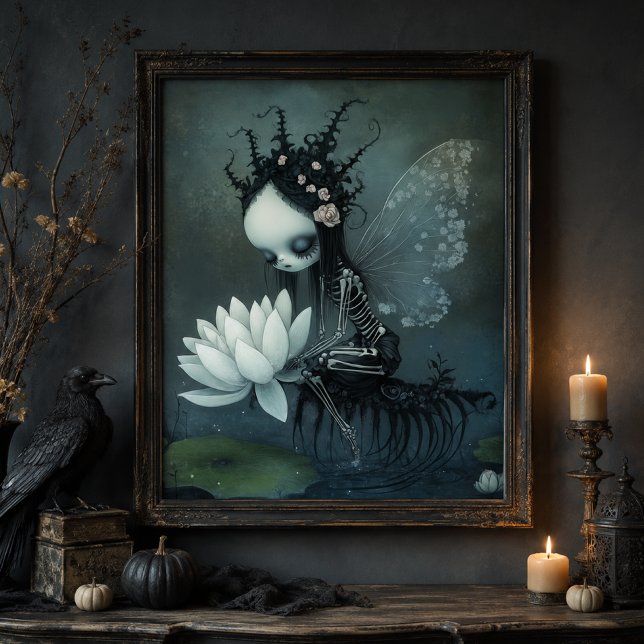 Gothic Dark Fantasy  Skeleton Fairy Halloween Art Poster (Creator Uploaded)