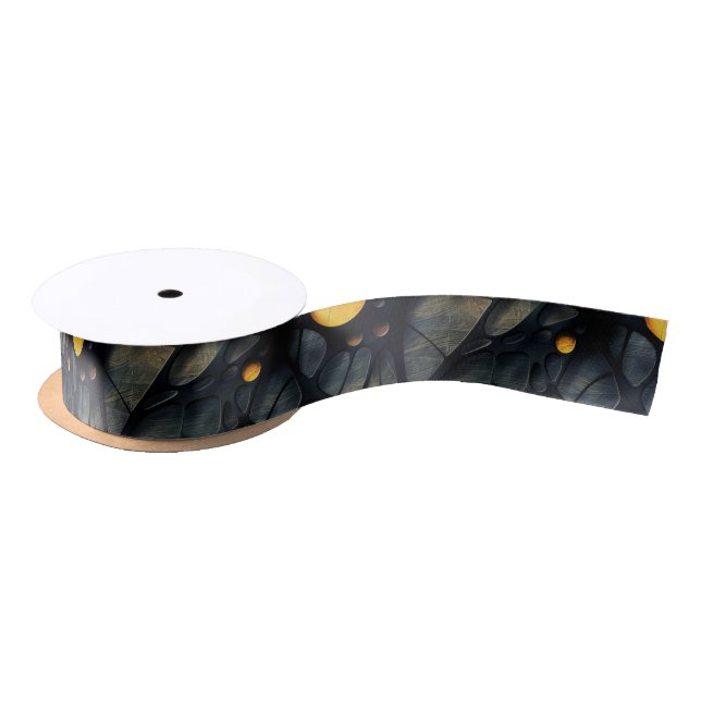 Gothic Dark Feeling Black and Yellow Satin Ribbon (Spool)