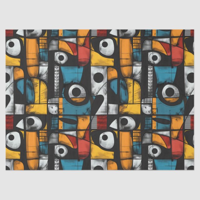 Gothic Dark Feeling Black, Red and Yellow Abstract Tissue Paper (Front)