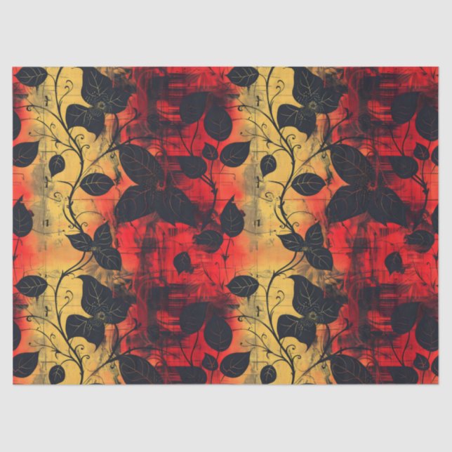 Gothic Dark Feeling Black Yellow Red Tissue Paper (Front)