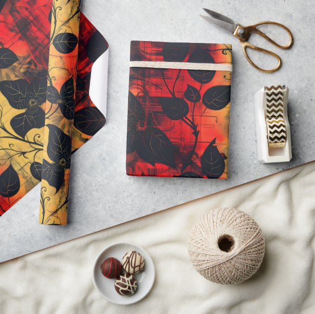 Gothic Dark Feeling Black Yellow Red Wrapping Paper (Crafts)