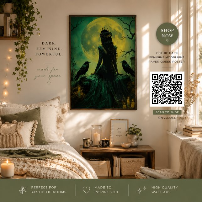 Gothic Dark Feminine Moonlight Raven Queen Poster (Creator Uploaded)