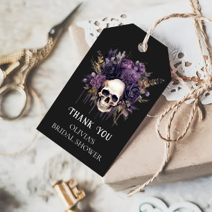 Gothic Dark Floral Skull Bridal Shower Favour Gift Tags