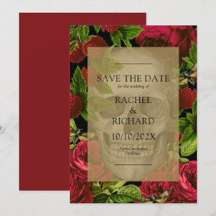 Gothic Dark Floral Wedding Flat Save The Date Card
