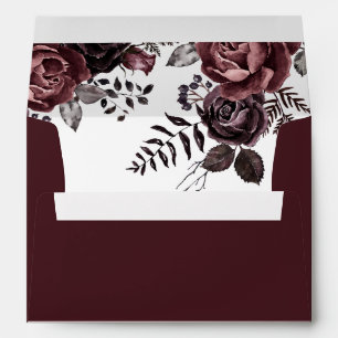 Gothic Dark Florals Burgundy Goth Vintage Wedding Envelope