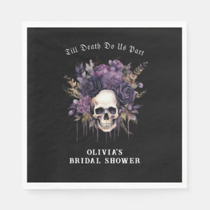 Gothic Dark Florals Skull Bridal Shower Napkins