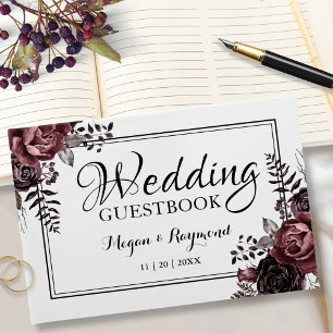 Gothic Dark Florals Vintage Goth Wedding Guest Book