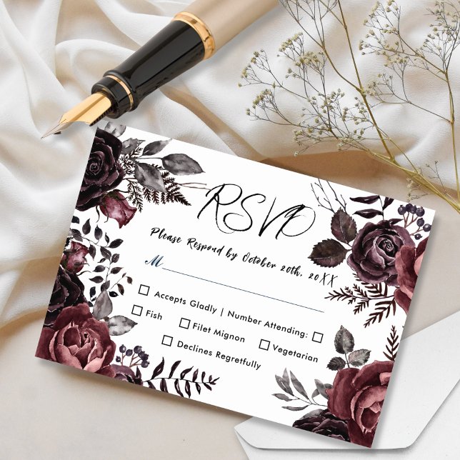 Gothic Dark Florals Vintage Wedding RSVP (Creator Uploaded)