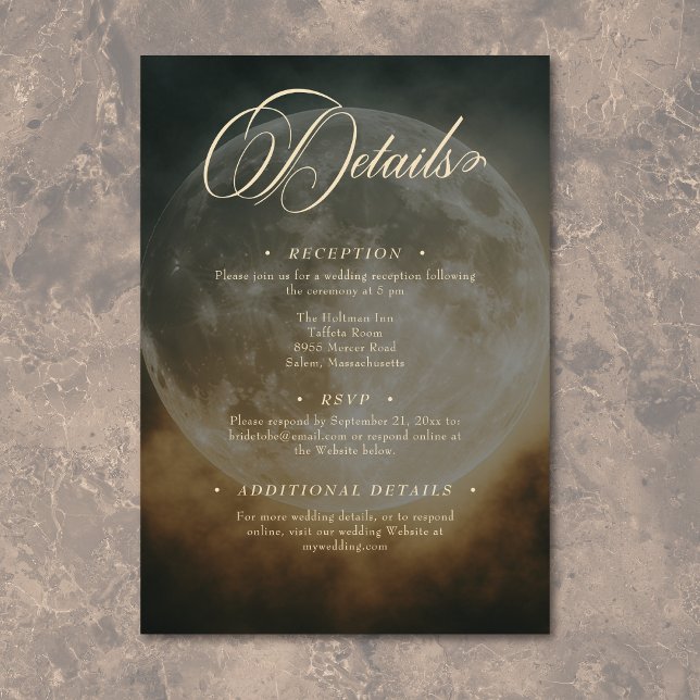 Gothic Dark Full Moon Arch Wedding Details Enclosure Card (Gothic Dark Full Moon Arch Wedding Details Enclosure Card)